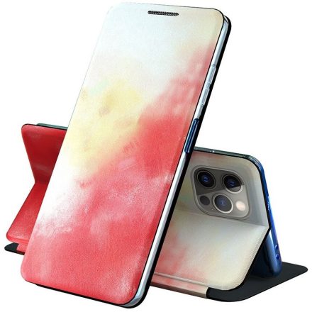 Samsung Galaxy A42 5G SM-A426B, Oldalra nyíló tok, stand, festék minta, Wooze Flashy Colors, színes/piros