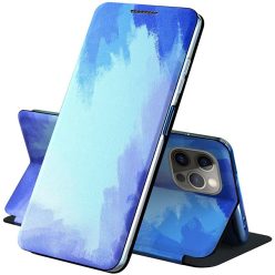   Samsung Galaxy S20 Ultra 5G SM-G988, Oldalra nyíló tok, stand, festék minta, Wooze Flashy Colors, színes/kék