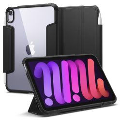   Apple iPad Mini (2021) (8.3), mappa tok, légpárnás sarok, közepesen ütésálló, Apple Pencil tartóval, Smart Case, Spigen Ultra Hybrid Pro, átlátszó/fekete