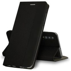   Apple iPhone 13 Pro Max, Oldalra nyíló tok, stand, textil minta, BookCover, fekete