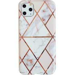   Apple iPhone 12 Pro Max, Szilikon tok, sokszöges márvány minta, Wooze Geometric Marble, színes/fehér