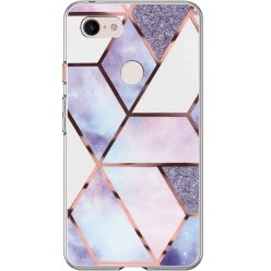   Apple iPhone 12 Pro Max, Szilikon tok, sokszöges márvány minta, Wooze Geometric Marble, színes/kék
