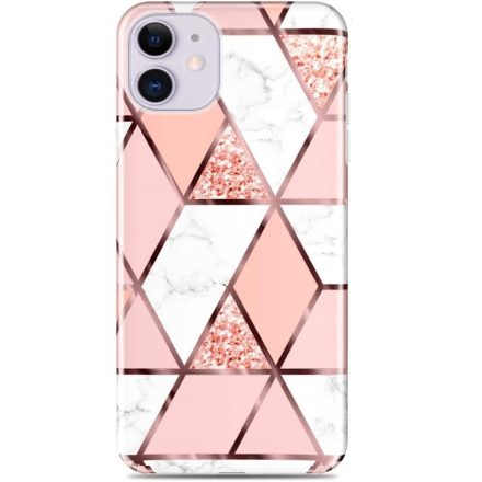 Apple iPhone 12 Pro Max, Szilikon tok, sokszöges márvány minta, Wooze Geometric Marble, színes/rózsaszín