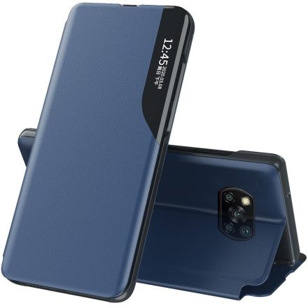 Samsung Galaxy S22 Plus 5G SM-S906, Oldalra nyíló tok, stand, hívás mutatóval, Wooze FashionBook, kék