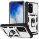 Samsung Galaxy S22 Plus 5G SM-S906, Műanyag hátlap védőtok és előlapi keret, szilikon belső, közepesen ütésálló, kamera védelem, telefontartó gyűrű, Wooze Military Armor, fehér