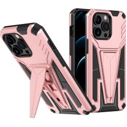   Apple iPhone 13 Mini, Műanyag hátlap védőtok szilikon belső, közepesen ütésálló, kitámasztóval, Wooze Supportive Care, vörösarany
