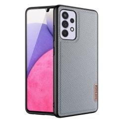   Samsung Galaxy A33 5G SM-A336B, Műanyag hátlap védőtok + szilikon keret, fényvisszaverő szövet hátlap, rács minta, Dux Ducis Fino, kék