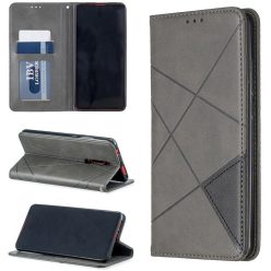   Samsung Galaxy M23 5G SM-M236B, Oldalra nyíló tok, stand, geometria minta, Wooze DesignBook, szürke