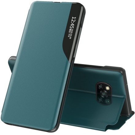 Huawei Honor X7 / Honor Play 30 Plus, Oldalra nyíló tok, stand, hívás mutatóval, Wooze FashionBook, zöld
