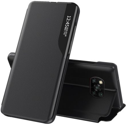 Xiaomi Poco F4 GT, Oldalra nyíló tok, stand, hívás mutatóval, Wooze FashionBook, fekete