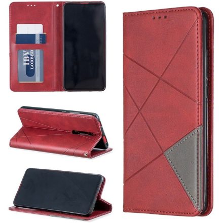 Huawei Honor 60, Oldalra nyíló tok, stand, geometria minta, Wooze DesignBook, piros
