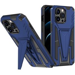   Apple iPhone 14 Pro, Műanyag hátlap védőtok szilikon belső, közepesen ütésálló, kitámasztóval, Wooze Supportive Care, kék