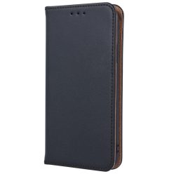   Apple iPhone 14, Oldalra nyíló tok, valódi bőrtok, stand, Smart Pro, fekete