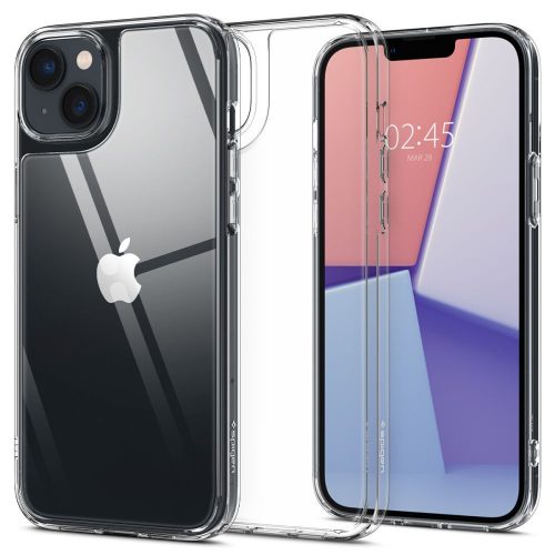 Apple iPhone 14, Műanyag védőkeret, edzett üveg hátlap, Spigen Quartz Hybrid Crystal, átlátszó