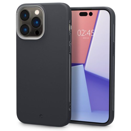 Apple iPhone 14 Pro Max, Szilikon tok, Magsafe töltővel kompatibilis, Spigen Ciel Cyril Ultra Color Mag, sötétszürke