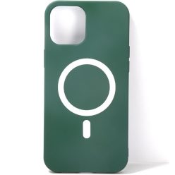   Apple iPhone 13, Szilikon tok, mágnes gyűrűvel, MagSafe töltővel kompatibilis, Wooze Magsafe Case, zöld