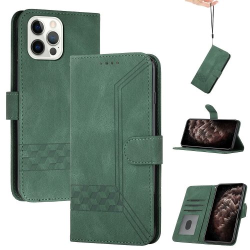 Samsung Galaxy S23 Plus SM-S916, Oldalra nyíló tok, stand, kártyatartóval, kézpánttal, Wooze Illusion, zöld