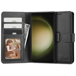   Samsung Galaxy S23 Ultra SM-S918, Oldalra nyíló tok, stand, mágnes csattal, TP Wallett, fekete