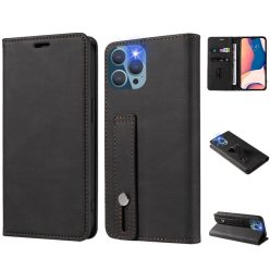   Samsung Galaxy S21 Plus 5G SM-G996, Oldalra nyíló tok, stand, kártyatartóval, kézpánttal, Wooze Business Plus, fekete