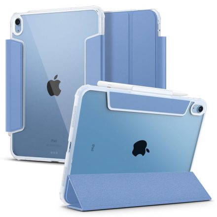 Apple iPad 10.9 (2022), mappa tok, légpárnás sarok, közepesen ütésálló, Apple Pencil tartóval, Smart Case, Spigen Ultra Hybrid Pro, átlátszó/kék