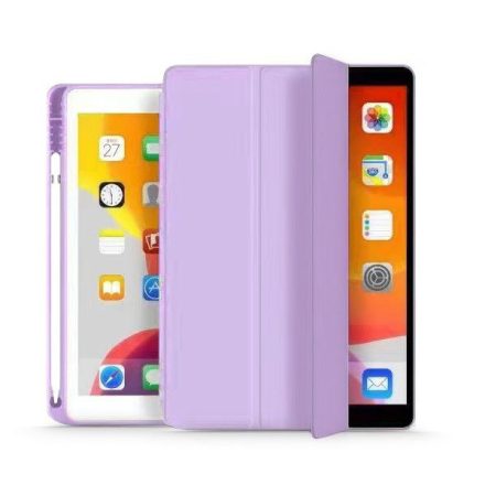 Apple iPad 10.2 (2019 / 2020 / 2021), mappa tok, Apple Pencil tartóval, Smart Case, lila