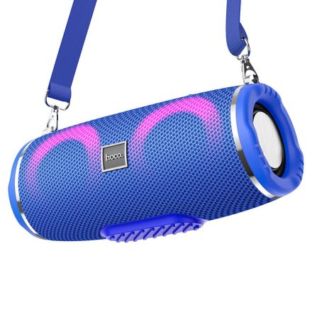 Bluetooth hordozható hangszóró, 2 x 5W, v5.0, Beépített FM rádió, TF kártyaolvasó, USB aljzat, 3.5mm, RGB világítás, felakasztható, vízálló, Hoco HC12, kék