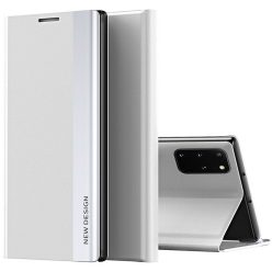  Apple iPhone 15 Pro Max, Oldalra nyíló tok, stand, Wooze Silver Line, világosszürke