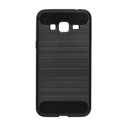   Huawei Y7 Prime, TPU szilikon tok, közepesen ütésálló, szálcsiszolt, karbon minta, fekete