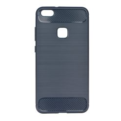   Huawei Y7, TPU szilikon tok, közepesen ütésálló, szálcsiszolt, karbon minta, szürke