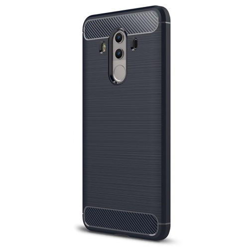 Huawei Y7, TPU szilikon tok, közepesen ütésálló, szálcsiszolt, karbon minta, sötétkék