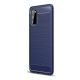 Huawei P40 Lite E, Szilikon tok, közepesen ütésálló, szálcsiszolt, karbon minta, sötétkék