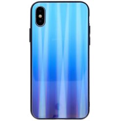   Samsung Galaxy S20 Ultra 5G SM-G988, Szilikon védőkeret, edzett üveg hátlap, Aurora Glass, kék