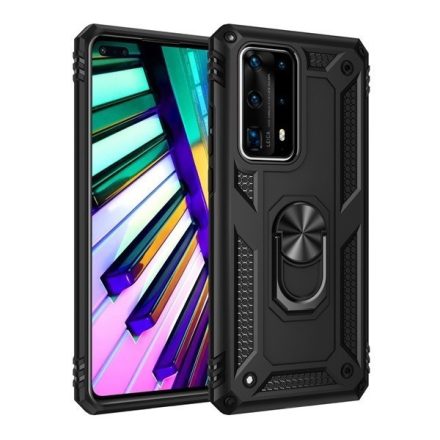 LG K30 (2019), Műanyag hátlap védőtok, közepesen ütésálló, szilikon belső, telefontartó gyűrű, Defender, sötétkék