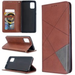   Huawei Mate 30 Lite, Oldalra nyíló tok, stand, geometria minta, Wooze DesignBook, barna