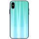 Huawei P40 Lite E, Szilikon védőkeret, edzett üveg hátlap, Aurora Glass, menta
