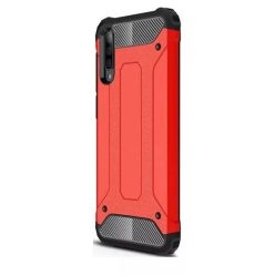   Apple iPhone 12 Pro Max, Műanyag hátlap védőtok, Defender, fémhatású, piros
