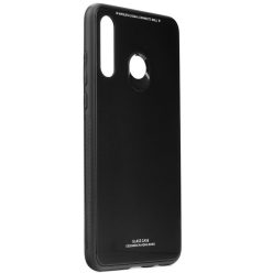   Apple iPhone 12 Pro Max, Szilikon védőkeret, üveg hátlap, Glass Case, fekete