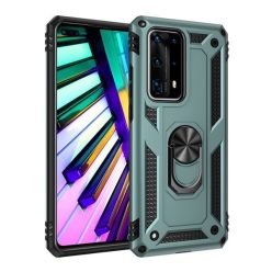   Huawei P Smart (2020), Műanyag hátlap védőtok, közepesen ütésálló, szilikon belső, telefontartó gyűrű, Defender, zöld