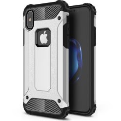   Huawei Honor 9X Pro, Műanyag hátlap védőtok, Defender, fémhatású, ezüst