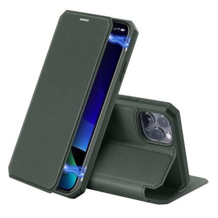 Samsung Galaxy S20 / S20 5G SM-G980 / G981, Oldalra nyíló tok, stand, Dux Ducis Skin X, sötétzöld