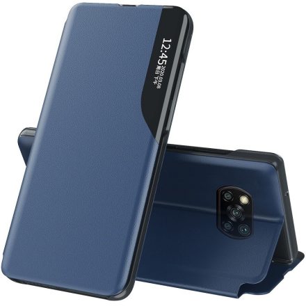 Samsung Galaxy A12 SM-A125F, Oldalra nyíló tok, stand, hívás mutatóval, Wooze FashionBook, kék