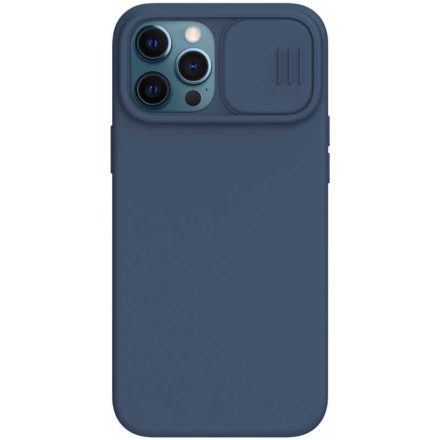 Apple iPhone 12 Pro Max, Szilikon tok, közepesen ütésálló, kameravédelem, Magsafe töltővel kompatibilis, Nillkin CamShield Silky Magnetic, kék