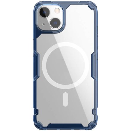 Apple iPhone 13, Szilikon tok, műanyag hátlap, ultravékony, Magsafe töltővel kompatibilis, Nillkin Nature Pro Magnetic, kék