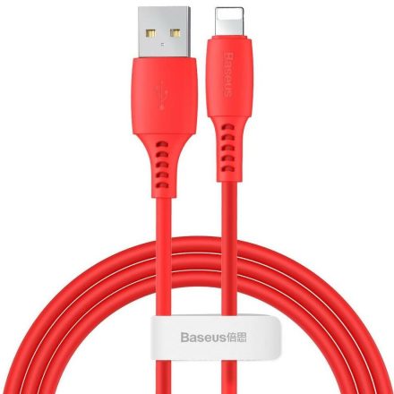 USB töltő- és adatkábel, Lightning, 120 cm, 2400 mA, Baseus Colorful, CALDC-09, piros