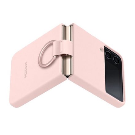 Samsung Galaxy Z Flip4 SM-F721B, Szilikon tok, telefongyűrű, rózsaszín, gyári