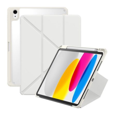 Apple iPad 10.9 (2022), mappa tok, Apple Pencil tartóval, Origami Smart Case, Baseus Minimalist, fehér