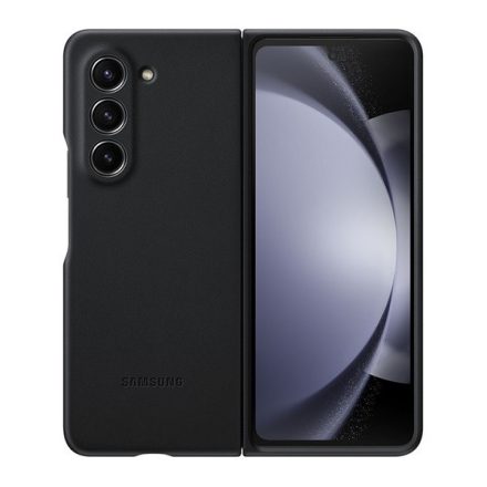 Samsung Galaxy Z Fold5 SM-F946B, Műanyag hátlap védőtok, ökobőr hátlap, sötétszürke, gyári