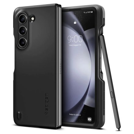 Samsung Galaxy Z Fold5 SM-F946B, Műanyag hátlap védőtok, Ceruza tartó, Spigen Thin Fit Pen - "P", fekete