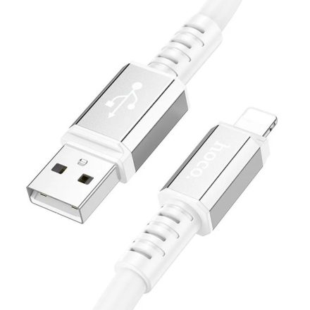 USB töltő- és adatkábel, Lightning, 100 cm, 2400mA, gyorstöltés, PD, Hoco X85 Strength, fehér