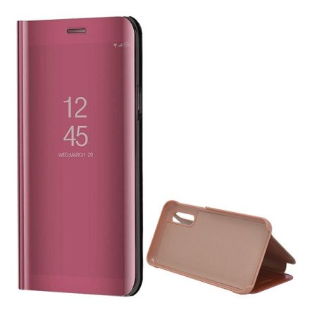 Samsung Galaxy A20 / A30 SM-A205F / A305F, Oldalra nyíló tok, hívás mutatóval, Smart View Cover, vörösarany (utángyártott)